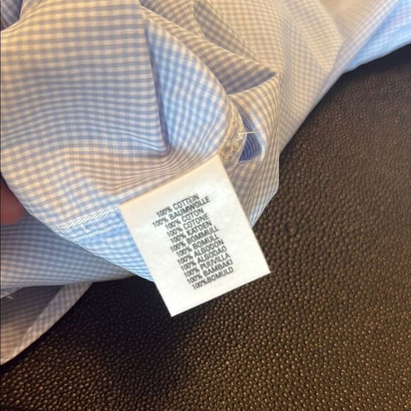 Burberry London Micro Checker Dress Shirt Light blue Classic Fit size 15.5/39 - Picture 7 of 12